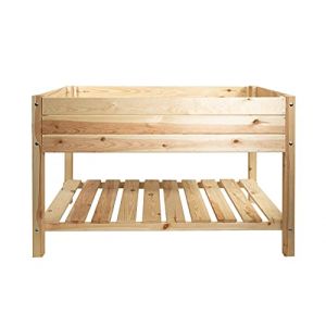 mgc24 Plate-bande surélevée en bois de pin naturel carré pour jardin/terrasse/balcon 119 x 79 x 78 cm (meingartencenter24 (Allemagne), neuf)