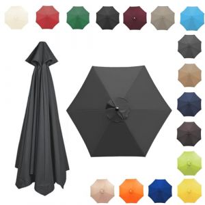 350CM/8 Baleines Auvent De Remplacement Pour Parasol De Jardin, Toile De Parasol Déporté, Housse De Rechange Pour Parasol D'extérieur, Polyester Anti UV 50+(Gray,8 RIBS/350CM(11.5FT)) (杜威威贸易, neuf)