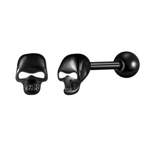 Yumilok Boucles d'oreilles Piercing en Acier Inoxydable pour Hommes et Femmes Noir Clous d'oreilles Vintage de Tête de Mort Boucles d'oreilles Crâne Halloween Hip Hop Décoration Adolescent (Yumilok, neuf)