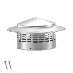 Qrity 1 Pi&egrave;ces Chapeau de Chemin&eacute;e en Acier Inoxydable, Chapeau de Pluie de Toit, Hotte D'a&eacute;ration de Toit Ronde avec Vis, Pour Tuyau de Chemin&eacute;e de 160mm(6,3 Pouce) (Ctixi-eu, neuf)