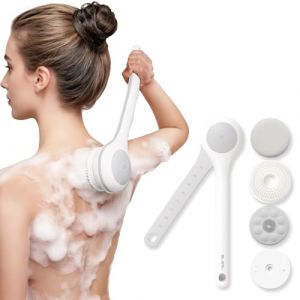 Électrique Brosse Dos, Oh,XIYU. Brosse Corps, Brosse dos Douche avec Long Manche 40cm pour Le Dos avec Manche Long pour Femme Homme Exfoliant, Nettoyage De La Peau, Massage, Rechargeable, Blanc (Oh,XIYU., neuf)