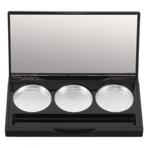 Outanaya Palette de Maquillage Rectangulaire Rechargeable &agrave; 3 Compartiments Bo&icirc;tier Aluminium Mat Noir Emplacement Pinceau Palette Vide pour Fards &agrave; Paupi&egrave;res et Blush Organiseur (GModern, neuf)