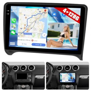 CAMECHO [4+128G] Android 15 Autoradio pour Audi TT 8J MK2 2004-2018, Carplay Android Auto sans Fil, 9" INCELL &Eacute;cran Bluetooth 2 Din Radio Auto GPS WiFi FM/RDS Mirror Link +Cam&eacute;ra de recul (Icamecho, neuf)