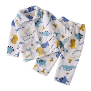 SoLu DAY8 Ensemble Enfant Garçon Hiver Chaud 2-14 Ans Polaire Dessin Animé Ensemble Ado Garçon Pantalon Et Chemise Manches Longues Velours Confortable Casual Vacances (3-4 Ans, Blanc-1) (SoLu DAY8, neuf)