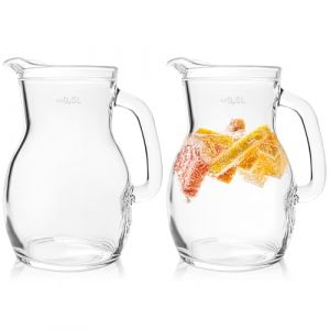 KONZEPT Carafe en verre 500ml 2 pièces, Pichet de table parfaite pour l'eau, le lait, les jus, Carafe à eau avec poignée ergonomique – Disponible en différentes tailles (KONZEPT GmbH, neuf)