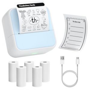 OFFCUP Mini Imprimante, Imprimante Thermique Portable, Bluetooth Imprimante Photos sans Encre Imprimante Autocollants Compatible avec Android iOS pour Voyage, Notes d'Étude, Diagrammes (Bleu) (HOOCHE, neuf)