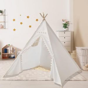 KBIBCK Tente tipi pour enfants, maison de jeu, chambre d'enfant, tente de jeu, avec boule en feutre, tentes pour filles et garçons, salle de jeux, décoration de chambre de bébé, maison de jeu pliable (Dong Guan Shi Di Sheng Mao Yi You Xian Gong Si, neuf)