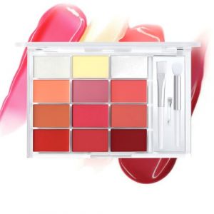 Lip Gloss Palette, 12 Colors Set, Moisturizing Makeup Gloss, Hydrating Lipstick Palette, Compact Lip Color Kit, (12 Shades), For Women, Girls, Travel, Daily Use (taihane, neuf)