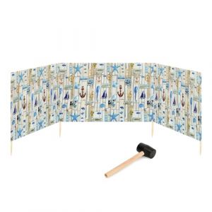 Garronda Paravent Plage Coupe-Vent Camping Brise-Vent avec Marteau en Caoutchouc 4 m GAEX001 (Impression Multiple, 4 m) (Hisert, neuf)