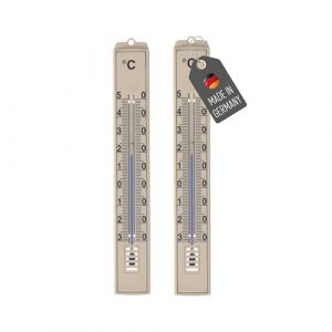 Lantelme Lot de 2 thermom&egrave;tres de jardin - Beige - Affichage de la temp&eacute;rature de -30 &deg;C &agrave; 50 &deg;C - En plastique - 18 cm - R&eacute;sistant aux intemp&eacute;ries - Pour l'int&eacute;rieur et le jardin - Thermom&egrave;tre (lantelmegmbh, neuf)