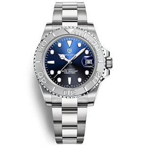 Montre Homme Pagani Design Montre M&eacute;canique Automatique Mouvement NH35 &Eacute;tanche 100M Verre Saphir Lunette C&eacute;ramique Acier Inoxydable Montre de Plong&eacute;e PD-1651 Yacht Master(Blanc Bleu) (pingxiangshijieweisimaoyiyouxiangongsi, neuf)