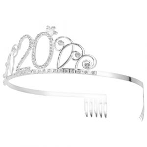 DECHOUS Couronne d'Anniversaire en Strass Argent&eacute;e 20 Ans Diad&egrave;me L&eacute;ger et Confortable pour F&ecirc;te d'Anniversaire Accessoire Cheveux &Eacute;l&eacute;gant et Scintillant 1 Pi&egrave;ce (Delicious.C, neuf)