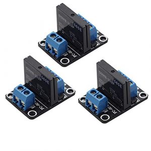 Aihasd 3 pi&egrave;ces DC 5V 1 canal SSR G3MB-202P Carte de module de relais statique Haut niveau avec fusible r&eacute;sistif pour Arduino (Easy Word Mall, neuf)