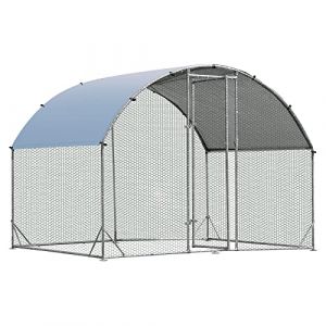 GOPLUS Grand Poulailler en Métal, Cage à Volaille avec Toit Résistant en Dôme, Porte Verrouillable pour Lapins, Poulets, Chiens et Canards, Enclos d’Animaux 190 X 280 X 195 CM pour Ferme, Cour (Augenstern24, neuf)