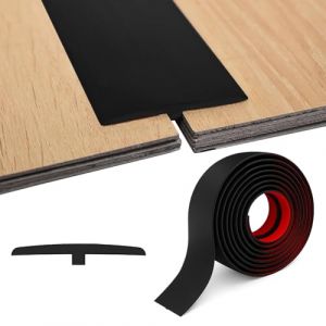 Barre de Seuil Adhesive, 5cm x 3m T Seuil de Porte Adhesif, PVC Barre de Seuil Large, Barres de Transition de Seuil Flexible pour Sols de Raccordement, Espaces Entre Les Dalles de Sol Stratifié(Noir) (BOFD-EU, neuf)