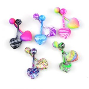 BESTYASH Lot De 10 Bijoux De Nombril En Acier Inoxydable Avec Motifs En Forme De Cœur Petite Taille Pour Femme (Kefa Trading Company, neuf)