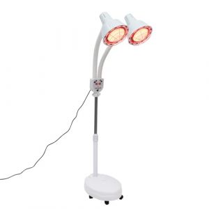 Xigner Lampe infrarouge à double tête 275 W - Lampe chauffante infrarouge avec pied réglable et orientable à 360° pour améliorer la circulation sanguine et détendre les muscles (MKASXIA, neuf)