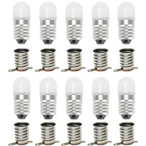 MeetUs Ampoules E10 AC/DC,10 Ensembles 9V Blanc Froid Led Rechange Miniatures 0.5W 60LM Ampoules &agrave; vis,Including 10 Pcs E10 Basis (Blanc Froid (6000K), 9V) (MeetUs, neuf)