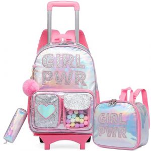 HTgroce Cartable a Roulette Fille Sac a Dos Roulette Fille Sac &agrave; Lunch et &eacute;tui &agrave; Crayons Inclus cp,ce1,ce2 (Lldaily EUR, neuf)