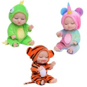 YAAVAAW 3 Pièces Mini Poupée Bebe Poupée Reborn avec Vêtements avec Animaux,Mignon Petit Poupon Bebe Réaliste Reborn Bébé Poupées Yeux Fermés Jouet Cadeau pour Enfants de Anniversaire Tiny Baby Elfe (YIHUAN Official Store, neuf)
