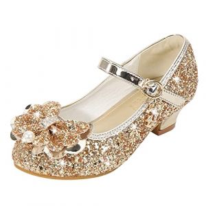BOTCAM Chaussures de Princesse pour fille avec paillettes, talons hauts, sandales, escarpins, chaussures &agrave; talons, paillettes, chaussures de princesse pour enfants, cosplay, f&ecirc;tes, chaussures Mary (sgrfxghrd, neuf)