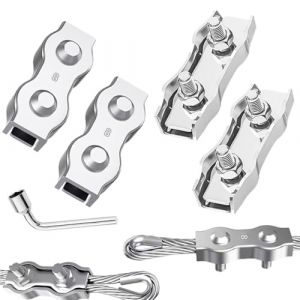 Serre Cable Acier Duplex Clips M8 4pcs Serre Cable Inox 8mm Pour Les Chantiers de Construction et Les Navires corde à linge (M8) (HYXIN-EU, neuf)