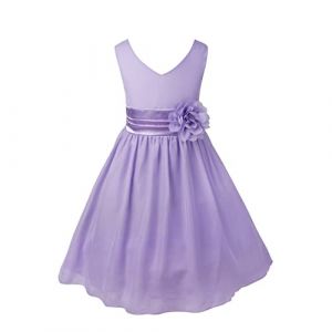 ranrann Robe de Cérémonie Fille Enfant Mousseline Robe Mariage Demoiselle d'honneur Princesse Soirée Elégante Fête Anniversaire Violet Clair 14 Ans (ranraneu, neuf)