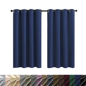 WUXXIANG Rideau Occultant avec Œillets 80 x 180 cm Thermique Isolant Anti Froid et Chaleur, Rideaux Occultant Rideau Court Occultant à 100%, avec Cravates, pour Chambre Fenêtre, Bleu Foncé (LvLiangShiLiShiQuXiangXiangMaoYiYouXianGongSi, neuf)