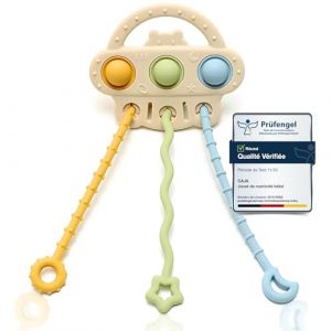 CAJA Jouet de motricit&eacute; b&eacute;b&eacute; d&egrave;s 6 Mois Jouet sensoriel en Silicone pour d&eacute;velopper la motricit&eacute; Fine Jouet de Voyage pour Voiture Avion et Poussette Jouet d&rsquo;&eacute;veil Fille et gar&ccedil;on (Caja Shop, neuf)