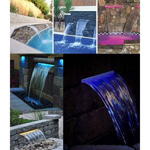 PISCINE Lame d'eau Cascade en Acrylique Largeur 60cm / avec LEDs intégrées/Télécommande et Coffret transformateur (ZENLYS Facture avec TVA Française, neuf)