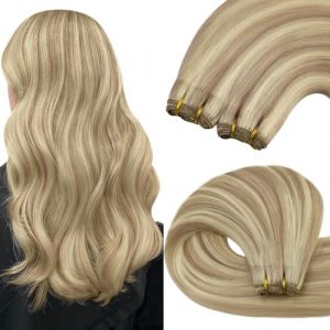 YoungSee Extension Tissage Cheveux Blond 40 CM Tissage Cheveux Humain Blond Highlight Remy Hair Weft Human Hair Extensions Lisse 100g 16 Pouces (YoungSee Europe, neuf)