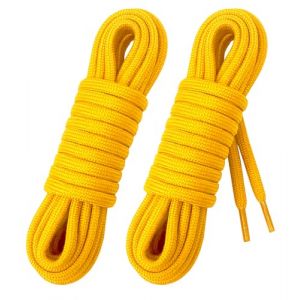 Laceter 2 Paires de Lacets Ronds Épais 4mm pour Bottes, Chaussures de Sécurité, Randonnée, Dr Martens, Travail, Outdoor - Robustes et Confortables - Fabriqués en Europe - Longueur 120 cm, Jaune (Lace'ter, neuf)