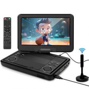 KCR Lecteur DVD Portable 10,1 Pouces, TV int&eacute;gr&eacute;e DVB-T2 avec &eacute;cran LED pivotant et/USB/HDMI/AV, Batterie Rechargeable et Deux Haut-parleurs st&eacute;r&eacute;o (SOYAR, neuf)