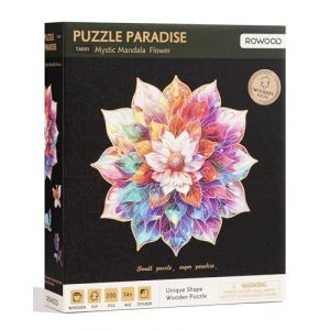 ROWOOD Puzzle de 200 pièces pour adultes et enfants, jeu stimulant, jouets éducatifs, puzzles cadeaux pour femmes hommes, fleur mandala (LianAi Tech, neuf)