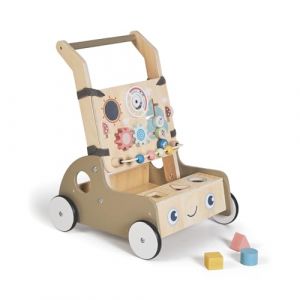 MS Montessori MONTI &ndash; Trotteur en bois pour b&eacute;b&eacute; | Chariot de marche avec jouets et activit&eacute;s pour les premiers pas | D&eacute;ambulateur b&eacute;b&eacute; +12 mois (SLEEP & PLAY, neuf)
