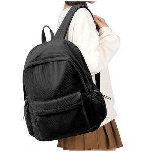suradar Sac a Dos College Fille Femme, Sac &agrave; Dos Scolaire Loisir Sacs D'&eacute;cole Cartable Primaire Grand avec Compartiment pour 14'' Ordi Portable Impermeable Backpack Bookbag Noir (YQSD, neuf)