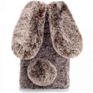 Tivenfezk Nadoli Doux Coque pour Samsung Galaxy A35 5G,Hiver Oreilles De Lapin Peluche Fausse Fourrure Femmes Filles Belle Duveteux Arri&egrave;re &Eacute;tui Housse Cover,Marron (Nadoli, neuf)