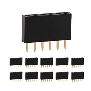 Chanzon en-tête de Broche 6 pin x 10 pièces pin d'en-têtes Femelles Droit Une Seule rangée épingles carrées Plaqué Or Pas de 2,54 mm pour PCB, Arduino Gpio, connecteur, Machine, Planche à Pain (Chanzon FR, neuf)