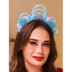 IYOU Serre tete Noel Bandeau Flocon Neige Led Cerceau Lumineux Bleu Accessoires de cheveux de Costume Noël pour Femmes (Deeping, neuf)