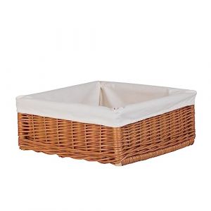 e-wicker24 Corbeille de rangement, Panier en osier pour présenter la viennoiserie,Corbeille de présentation Plateau,caisse,Panier d'osier clair rectangulaire (60x40 H12_doublure) (e-wicker24, neuf)