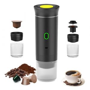 Umisu Machine à Café Portable, 3 en 1 Cafetières Expresso à Capsules et Café Moulu Machine à Expresso Électrique Chauffage Rapide pour Bureau Voyage Camping Maison (Noir) (Peanomoa, neuf)