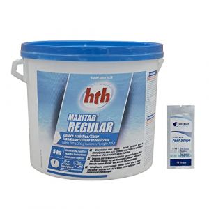 HTH MAXITAB Regular Galet 200g - 5kg | Chlore Lent Stabilisé - Désinfection Régulière - Dissolution Lente + 10 Tests HPS OFFERTS 6 en 1 (EASYPISCINE, neuf)
