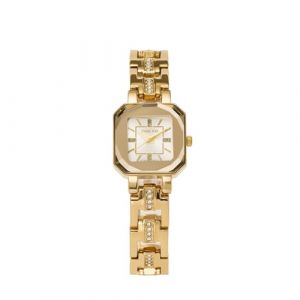 TIME100 Femmes Montre Bracelet Cadran Femmes Mode Robe Quartz carré Or Montre Bracelet en Acier Inoxydable Montre élégante étanche (SURVAN WatchDesigner&BRASS TACKS Leathercraft, neuf)