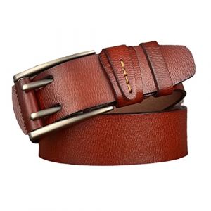 DFGGE Ceinture Robuste Décontractée En Cuir Souple À Boucle Ardillon À Double Griffes, Ceintures À Double Trou À Œillets Pour Hommes Et Femmes Jeans Et Pantalon,café,115cm/waist:38"~40" (ANRUIXUAN, neuf)