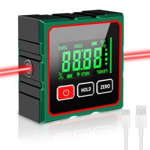 SOARFLY Inclinom&egrave;tre Num&eacute;rique avec &Eacute;cran LCD, IP54 &Eacute;tanche, Pr&eacute;cision 0,1&deg;, Aimant 4 Faces, Niveau &Eacute;lectronique Inclinometre Num&eacute;rique pour Menuiserie, Construction, Bricolage (Hourong-eu, neuf)