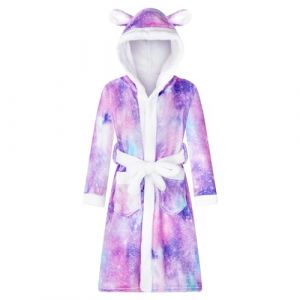 WYTbaby Peignoir pour enfant fille moelleux en polaire - Peignoir de bain pour fille &agrave; manches longues avec capuche pour gar&ccedil;on et fille de 4 &agrave; 14 ans, 4-6 ans (WYTbaby-EU, neuf)