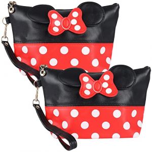 2 pcs Mouse Ears Style Polka Dot Trousse de maquillage Motif n&oelig;ud de dessin anim&eacute; Mignon Mouse Polka Dots Trousse de maquillage Mini sac &agrave; main pour sac &agrave; main Trousse de maquillage, cl&eacute;s, &eacute;couteurs (shengo, neuf)