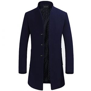 YOUTHUP Manteau Homme Chaud d'Hiver Longue en Laine Trench-Coat Parka Bombers Slim Fit Outwear Manteau Longue Business d'Affaire, Marine Bleu (Design 2), 3XL (Easyishome Store, neuf)