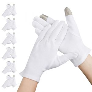 Segbeauty Gants en Coton, 6 Paires Gants Blancs pour Écran Tactile, Gants Hydratants pour Mains Sèches, Gants Fins pour Tester les Bijoux et la Vie Quotidienne, Soin des Mains (L) (Seg-Beauty, neuf)