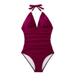 Maillot De Bain Femme 1 Pieces Femme Dos Nu Sexy D&eacute;collet&eacute; Col en V Profond Push Up Monokini Maillot De Bain Amincissant &Eacute;t&eacute; Vetement De Plage Imprim&eacute; R&eacute;tro Rembourr&eacute; Swimwear (Chnnamzu (7-12 jours), neuf)